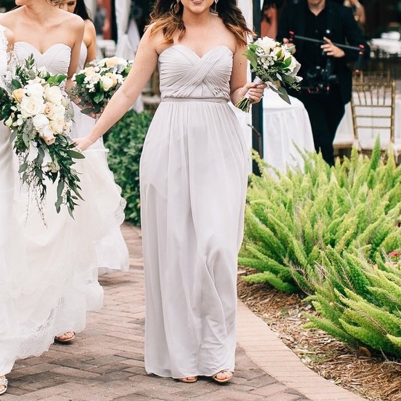 Gray/ Silver Bari Jay Bridesmaid Dress - Picture 1 of 7